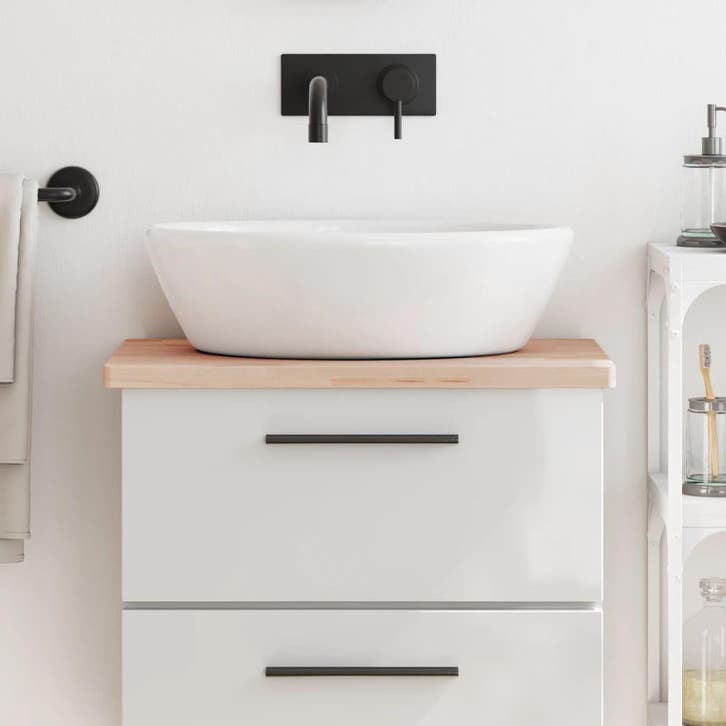 vidaXL Wastafelblad 60x40x2,5 cm massief beukenhout, Huis en Inrichting, Keuken | Keukenelementen, Nieuw, Verzenden