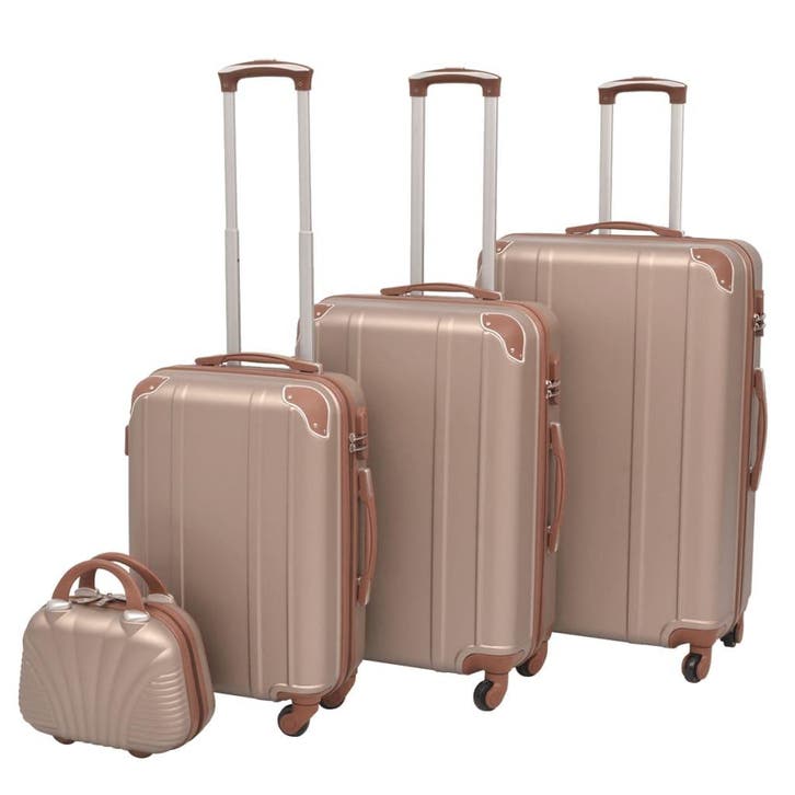 vidaXL Harde rolkoffer set champagnekleurig 4-dlg, Handtassen en Accessoires, Koffers, Nieuw, Verzenden