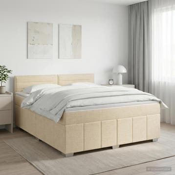 vidaXL Boxspringbed met matras Crèmekleurig 140 x 200 cm, Verzenden