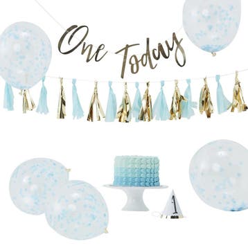 Decoratie Set 1 Jaar Jongen 4 delig, Hobby en Vrije tijd, Feestartikelen, Verzenden, Nieuw