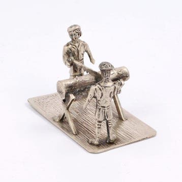 Th. H.J. de Droog. - Beeldje - De zagers. - .835 zilver