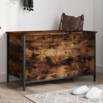 vidaXL Opbergbankje 80x42,5x50 cm bewerkt hout gerookt, Verzenden, Nieuw