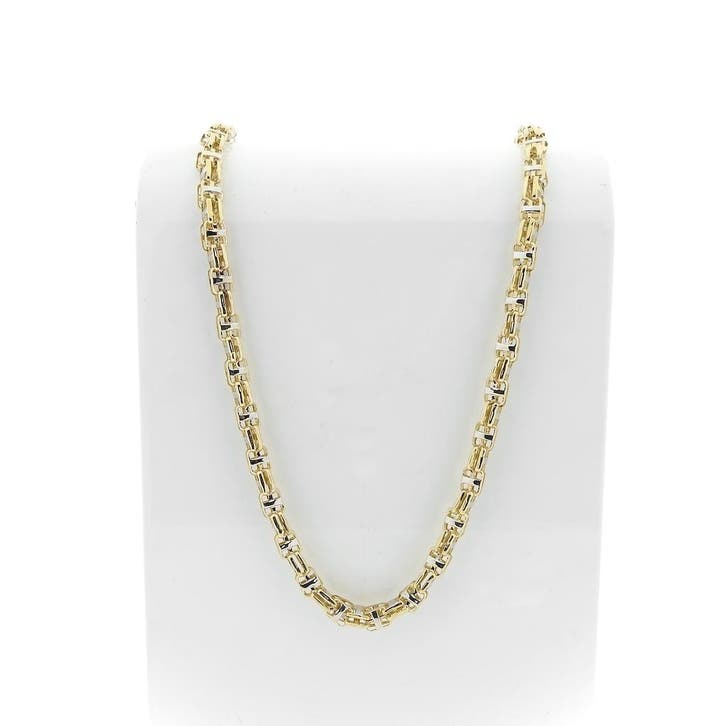 Bicolor gouden magnum schakelketting, Handtassen en Accessoires, Kettingen, Overige kleuren, Gebruikt, Goud, Ophalen of Verzenden