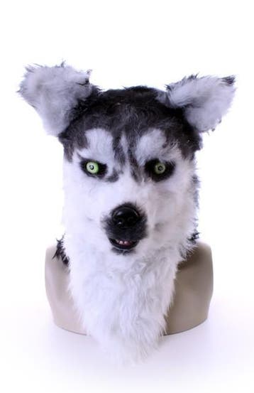 KIMU® Masker Wolf Husky Lichtgevende Ogen en Bewegende Mond, Ophalen of Verzenden