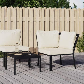 vidaXL Tuinstoel met zandkleurige kussens 76x76x79 cm staal, Verzenden, Nieuw