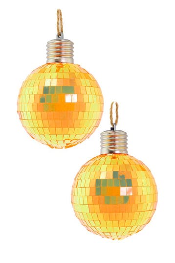 KIMU® 2x Discobal Ø 8 cm LED Iridescent Oranje  Discobol Kle, Ophalen of Verzenden, Nieuw