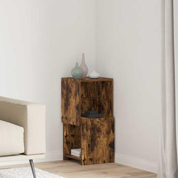 vidaXL Hoekkast 30,5x30x65cm Bewerkt hout Rook Eiken, Huis en Inrichting, Kasten | Overige, Verzenden, Nieuw