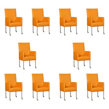 Set van 10 Leren eetkamerstoelen Spark - Toledo Mandarin, Ophalen of Verzenden