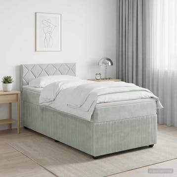vidaXL Boxspringbed met matras Lichtgrijs 90 x 200 cm, Verzenden
