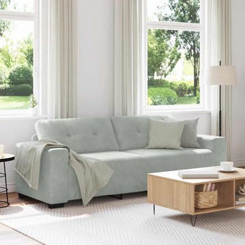 vidaXL 3-zitsbank / zetel lichtgrijs 220x78x80 cm fluweel, Verzenden, Nieuw