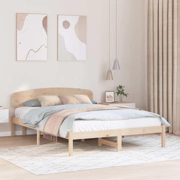 vidaXL Bedframe met hoofdeinde Naturel 140 x 200 cm Massief, Huis en Inrichting, Slaapkamer | Bedden, Verzenden, Nieuw