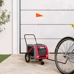 vidaXL Hondenfietstrailer oxford stof en ijzer rood en zwart, Verzenden