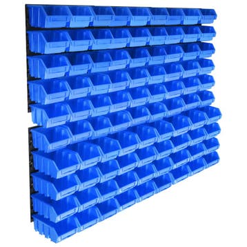 vidaXL 96-delige Opslagbakkenset met wandpanelen blauw, Doe-het-zelf en Bouw, Verzenden, Nieuw