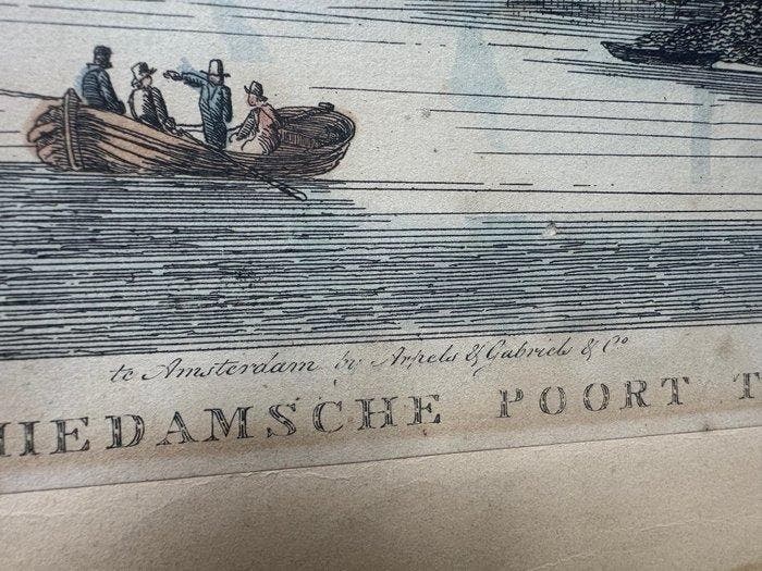 Nederland - Gezicht bij de Schiedamse poort te Rotterdam;, Boeken, Atlassen en Landkaarten