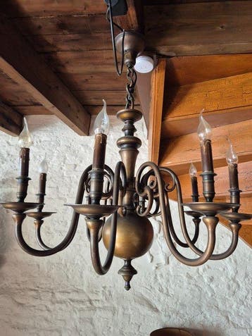 Lustre - Bronze patiné, Antiquités & Art