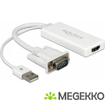 Delock 62460 VGA naar HDMI Adapter met Audio wit, Computers en Software, Verzenden, Nieuw
