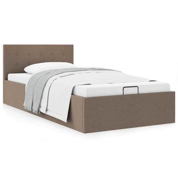 vidaXL Bedframe met hydraulische opslag stof taupe 90x200 cm, Huis en Inrichting, Verzenden, Nieuw