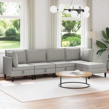 vidaXL Woonkamer Meubelset 5 st Lichtgrijs Stof, Verzenden, Nieuw