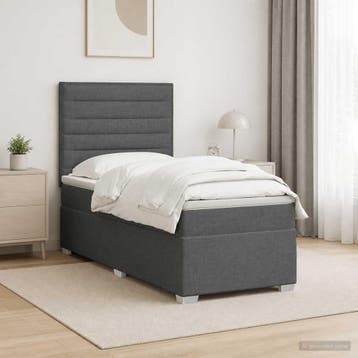 vidaXL Boxspringbed met matras en LED Donkergrijs 90 x 190, Verzenden