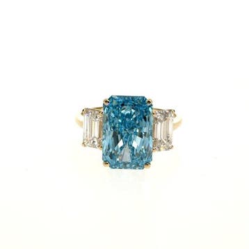 Bague - 14 carats Or jaune - 8.06ct. tw. Bleu Diamant, Nieuw