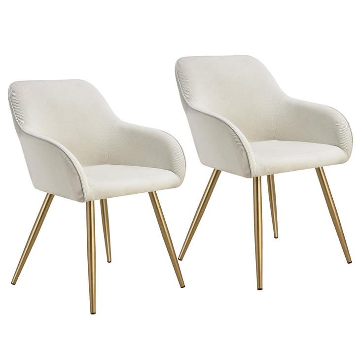 tectake Eetkamerstoel Marilyn, koordlook, gestoffeerd - crem, Huis en Inrichting, Stoelen, Verzenden