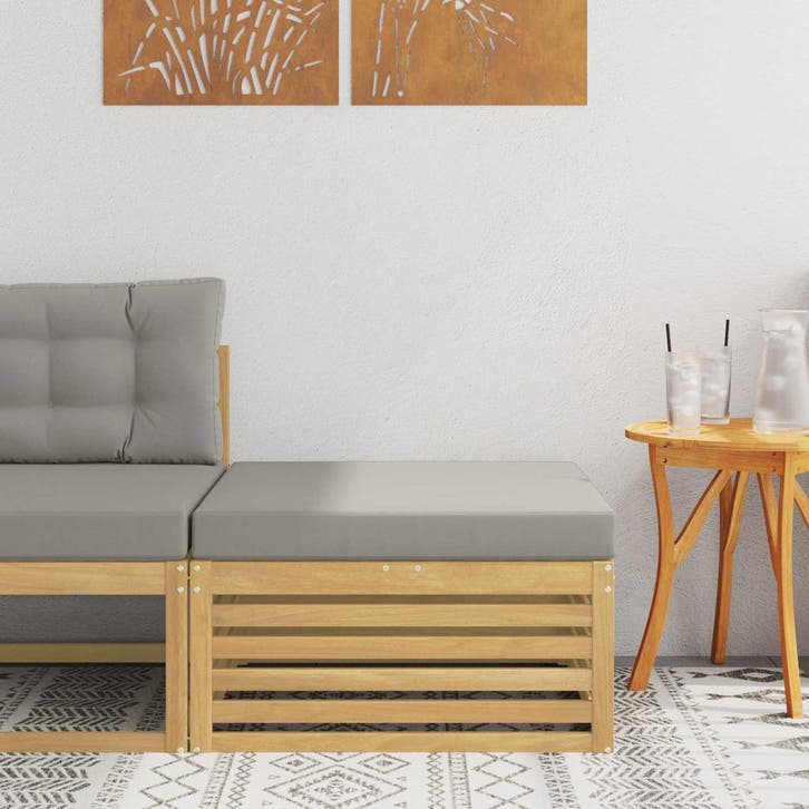 vidaXL Buiten Voetenbank Massief Acacia Hout Wit, Tuin en Terras, Tuinsets en Loungesets, Nieuw, Verzenden