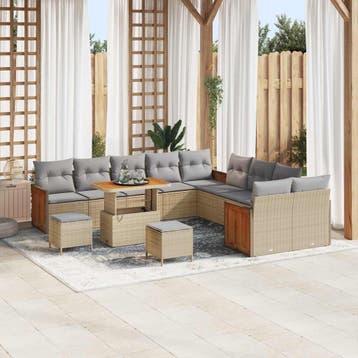 vidaXL Tuinbank Set 13 st 12-Aantal zitplaatsen Beige en, Verzenden, Nieuw