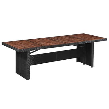 vidaXL Tuintafel 240x90x74 cm poly rattan en massief, Jardin & Terrasse, Tables de jardin, Verzenden