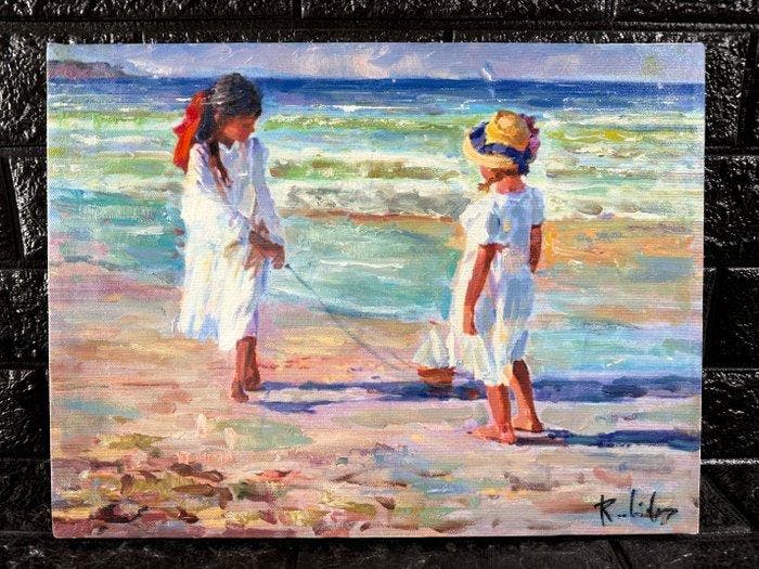 Salvatore Rodriquez (1957), da Yuri Krotov - in riva al mare, Antiek en Kunst, Kunst | Schilderijen | Klassiek