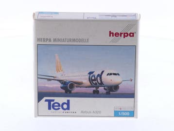 Schaal 1:500 Herpa 502207 Airbus A320 TED Part of United..., Ophalen of Verzenden, Zo goed als nieuw