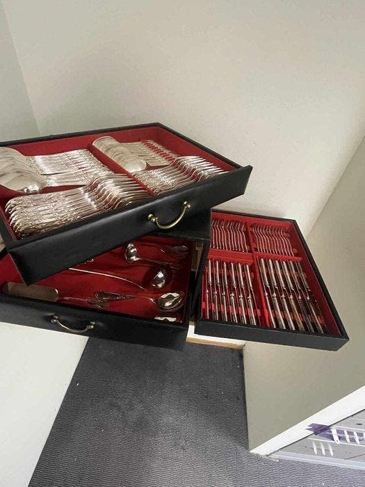 Ménagère pour 12 personnes (108) - Argent 800, Antiquités & Art, Antiquités | Argent & Or