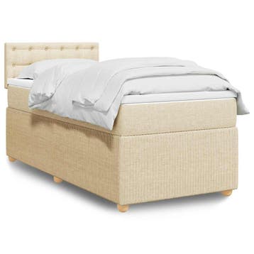 vidaXL Boxspring met matras stof crèmekleurig 80x200 cm, Verzenden, Nieuw