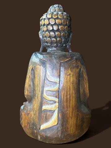 Handgesneden Boeddha-figuur in meditatiehouding - Bali - 41, Antiquités & Art