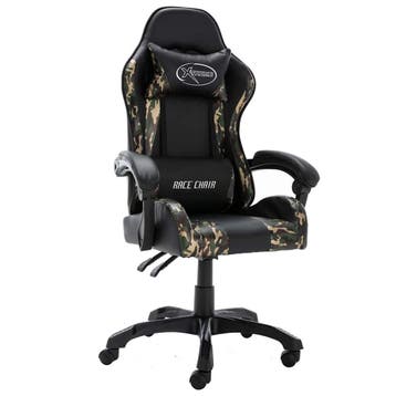 vidaXL Racestoel kunstleer zwart en camouflage, Verzenden