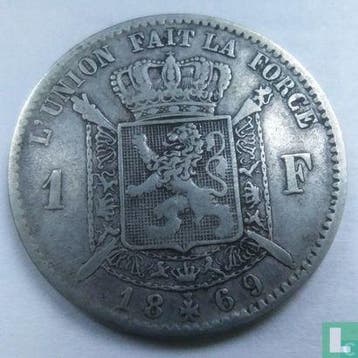 België 1 franc 1869, Verzenden, Losse munt