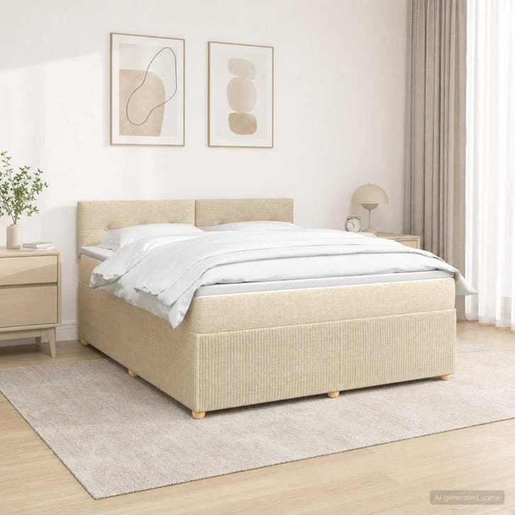 vidaXL Boxspringbed met matras Crèmekleurig 180 x 200 cm, Maison & Meubles, Chambre à coucher | Lits, Envoi