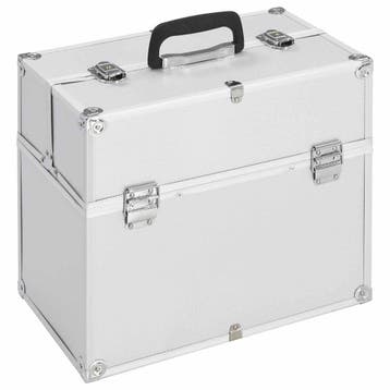 vidaXL Make-up koffer 38x23x34 cm aluminium zilverkleurig, Handtassen en Accessoires, Verzenden, Nieuw