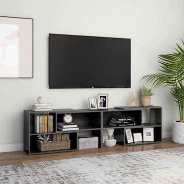 vidaXL Tv-meubel 149x30x52 cm bewerkt hout hoogglans grijs, Verzenden