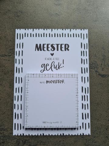 Notitieblok op wenskaart meester (Juf en Meester), Divers, Fournitures scolaires, Ophalen of Verzenden