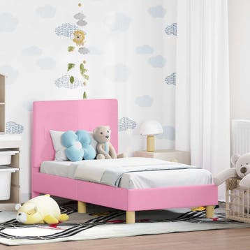vidaXL Peuterbedframe met hoofdboard Roze 70 x 140 cm Stof, Verzenden, Nieuw