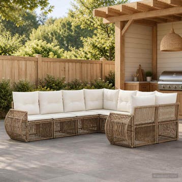vidaXL Tuinbank Set 8 st 8-Aantal zitplaatsen Beige poly, Verzenden, Nieuw