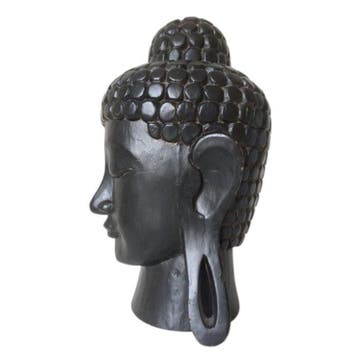 Grande tête de Buddha style Ava en bois laqué noir 43 cm –