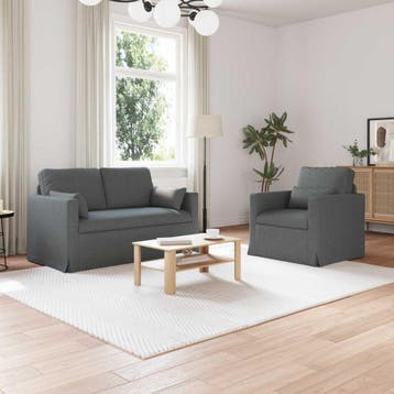 vidaXL bank / zetelstel 2 st Donkergrijs Stof, Huis en Inrichting, Verzenden, Nieuw