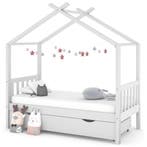 vidaXL Kinderbedframe met lade massief grenenhout wit 80x160, Verzenden, Nieuw