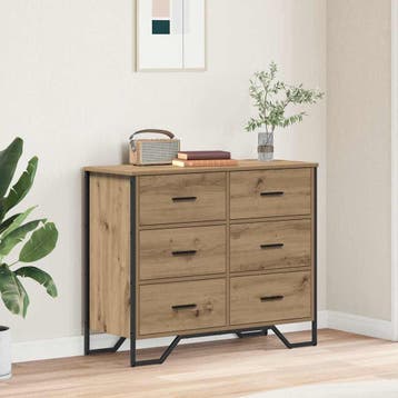 vidaXL Ladekast 6-Lade Artisan Eiken 91 x 35,5 x 74,5 cm, Verzenden