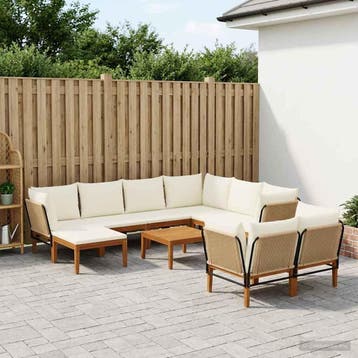vidaXL 10 st Massief acaciahout & touw Naturel, Verzenden, Nieuw