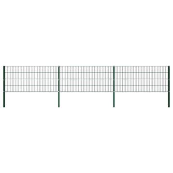 vidaXL Schuttingpaneel met palen ijzer 522x80 cm groen, Verzenden