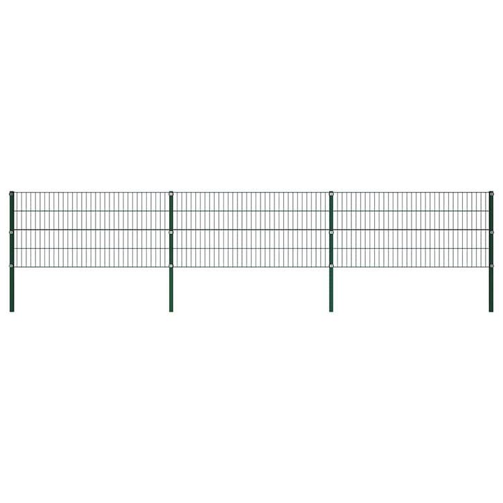 vidaXL Schuttingpaneel met palen ijzer 522x80 cm groen, Jardin & Terrasse, Clôtures de jardin, Envoi