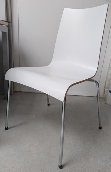 stapelbare design vergaderstoelen - metaal/hout (30 stuks), Ophalen, Gebruikt, Wit, Bureaustoel