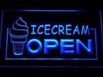 Ijssalon ijs + open neon bord lamp LED  verlichting reclame, Verzenden